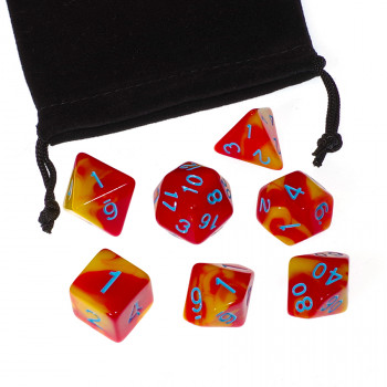 Набор игровых кубиков (желтый, красный, синие цифры) фото цена описание